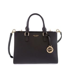 Henri Bendel west 57th small turnlock black satchel bag